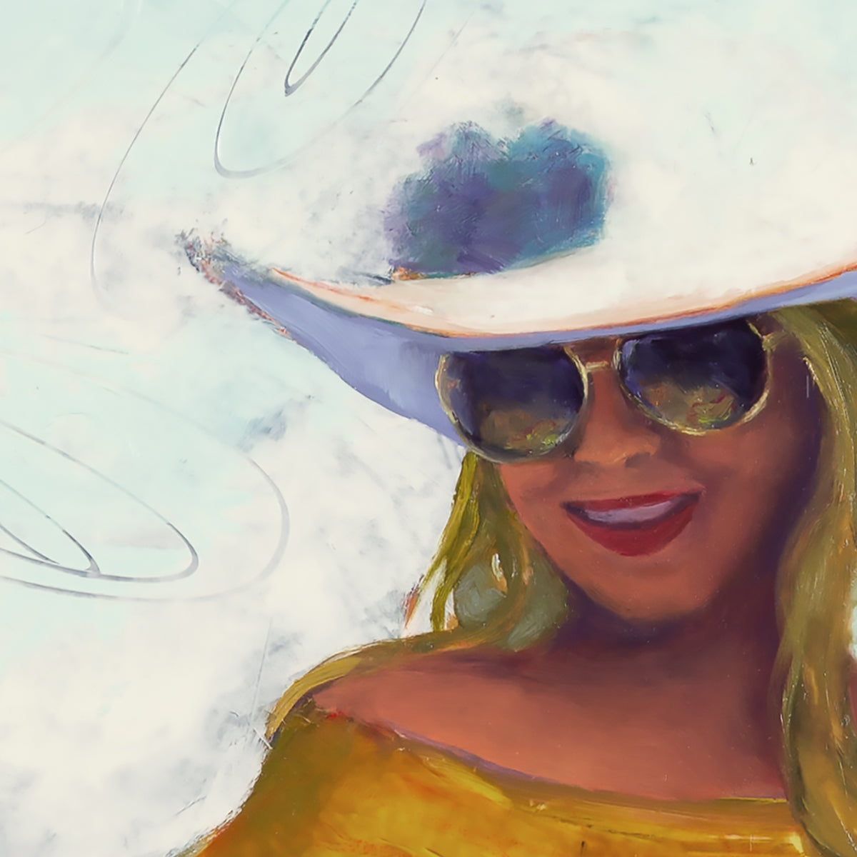 ORIGINAL: Oil on Mylar<br>"Sun Queen" 22" x 22"