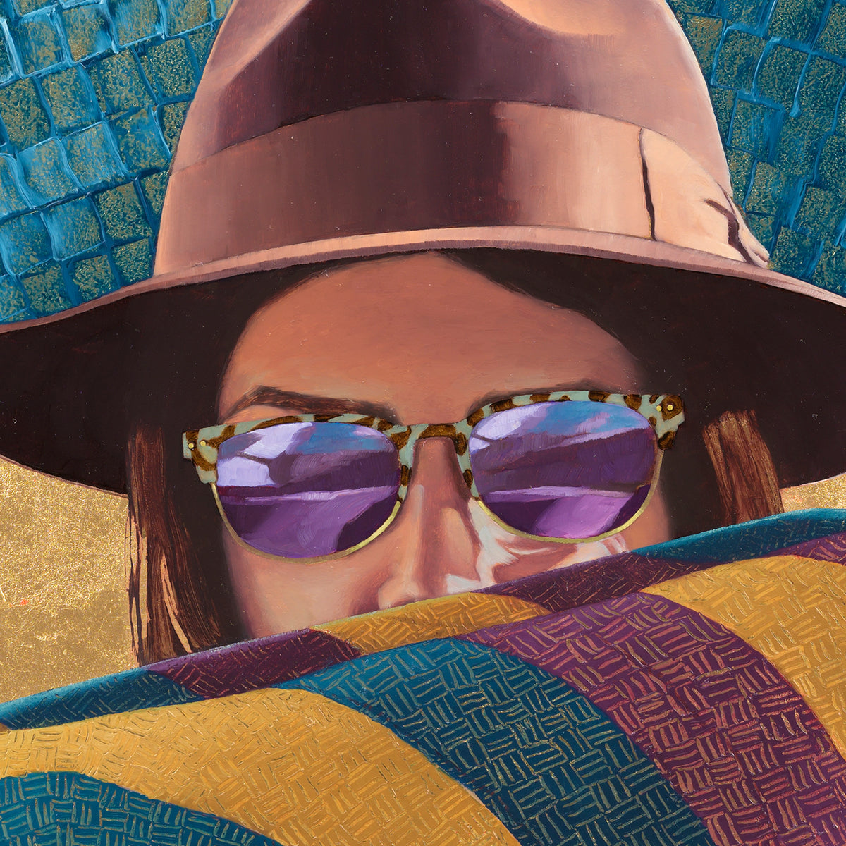 ORIGINAL: Oil & Gold Foil<br>"Undercover Angel" 30" x 30"