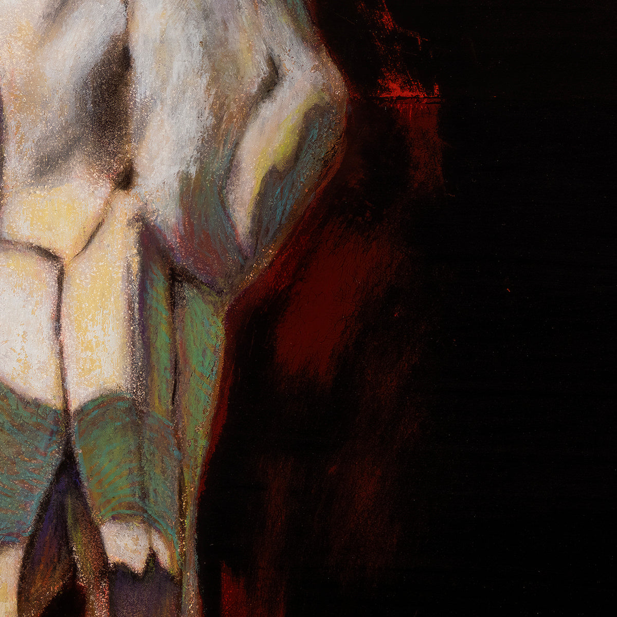 PETITE ORIGINAL: Oil & Oil Crayon<br>"Tip of the Steer", 12"x 16"
