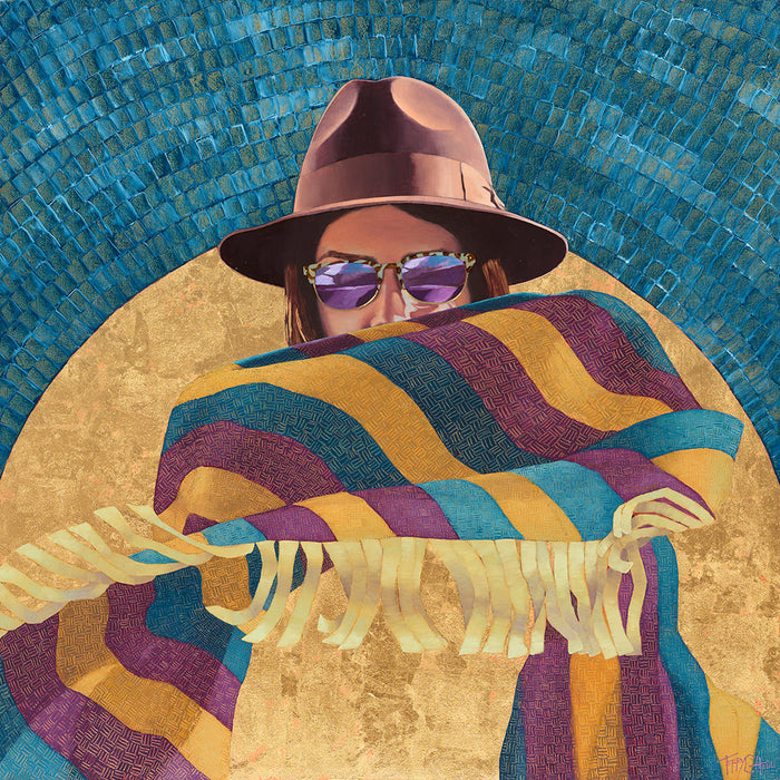 ORIGINAL: Oil & Gold Foil<br>"Undercover Angel" 30" x 30"