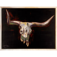PETITE ORIGINAL: Oil & Oil Crayon<br>"Tip of the Steer", 12"x 16"
