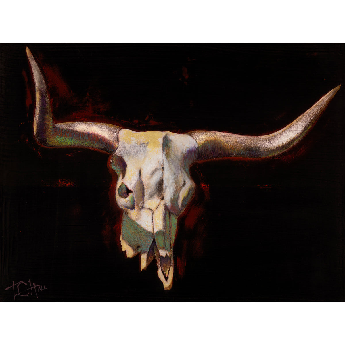 PETITE ORIGINAL: Oil & Oil Crayon<br>"Tip of the Steer", 12"x 16"