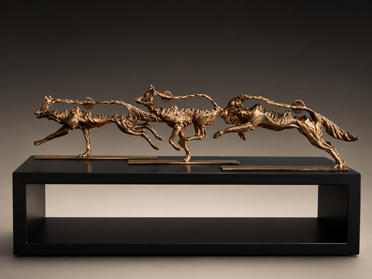 SCULPTURE: Bronze<br>"Ridgerunners" by Amanda Markel, 13" x 2.5"