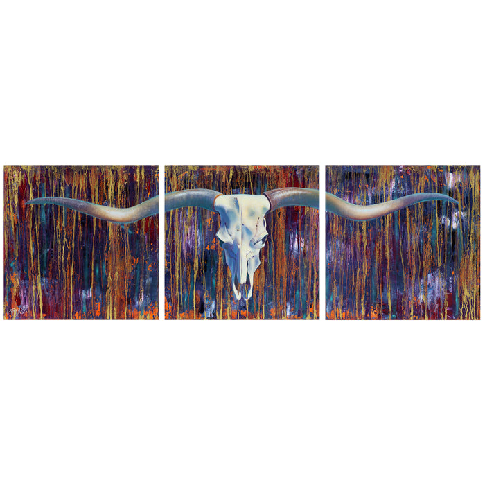 ORIGINAL: Oil & Metallics<br>"El Dorado" by Terry Cooke Hall, 20" x 60" triptych
