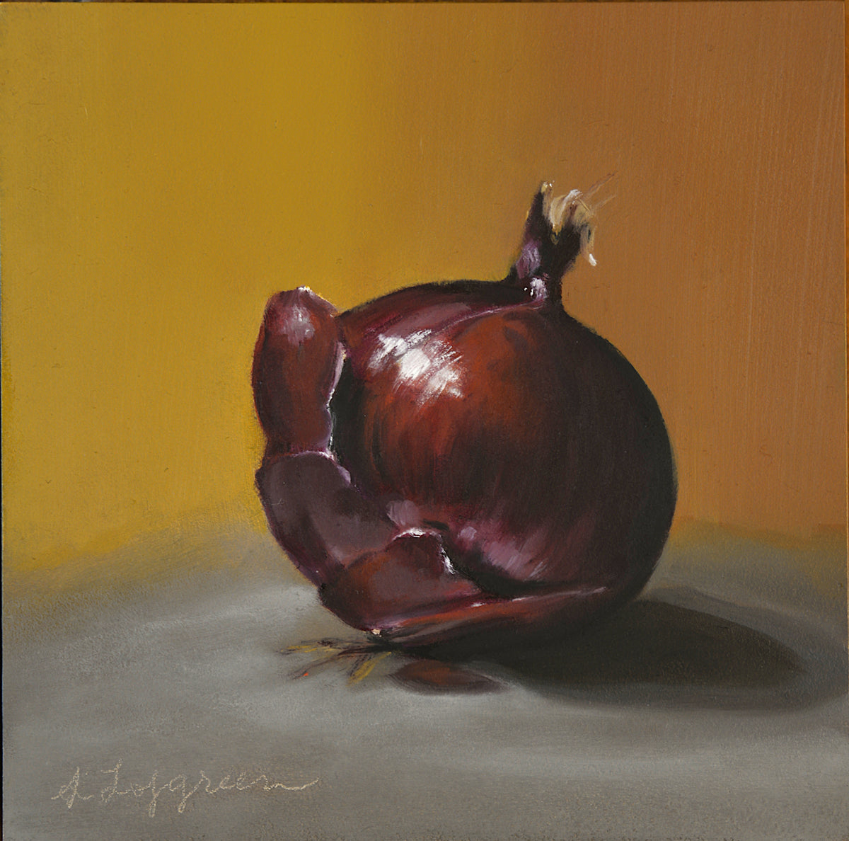 PETITE ORIGINAL: Oil<br>"Cebolla Roja" by Susan Lofgreen, 5" x 5"