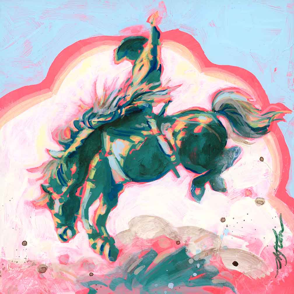 ORIGINAL: Acrylic<br>"Emerald Buckaroo" by Afton, 7.25" x 7.25"