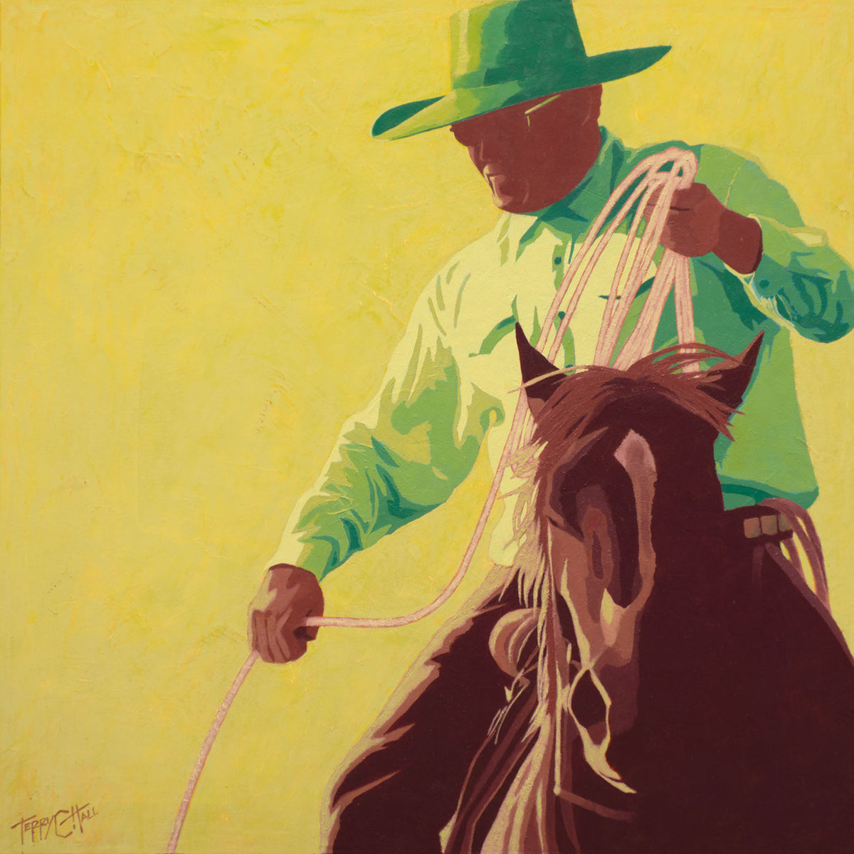 ORIGINAL: Oil & Cold Wax<br>"In the Limelight" by Terry C Hall, 24" x 24"