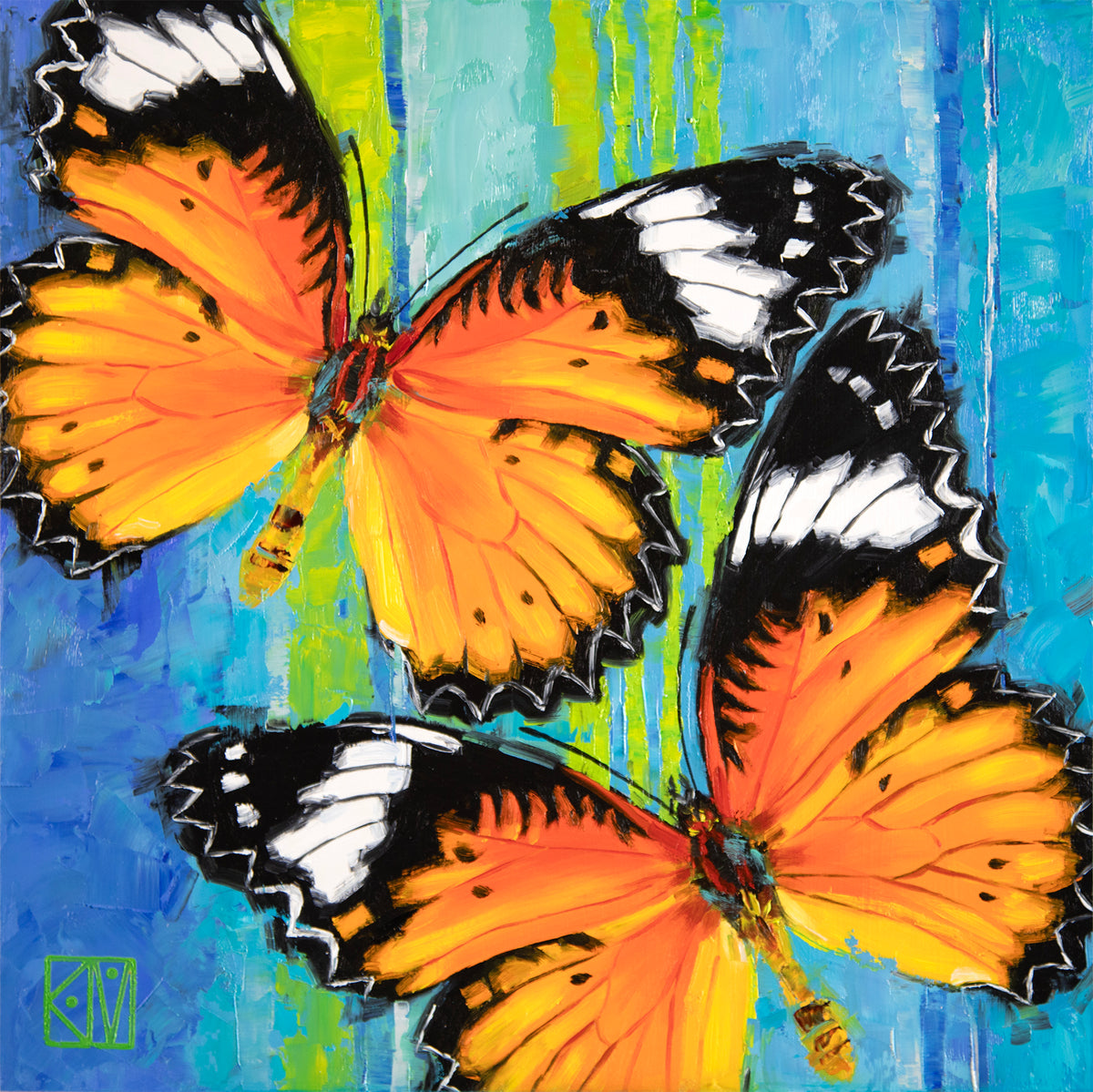 PETITE ORIGINAL: Oil<br>"Leopard Lacewing" by Krystii Melaine, 12" x 12"