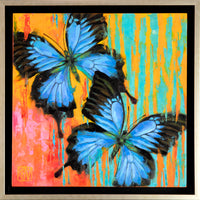PETITE ORIGINAL: OIL<br>"Mountain Blue Swallowtail" by Krystii Melaine, 12" x 12" cradled panel