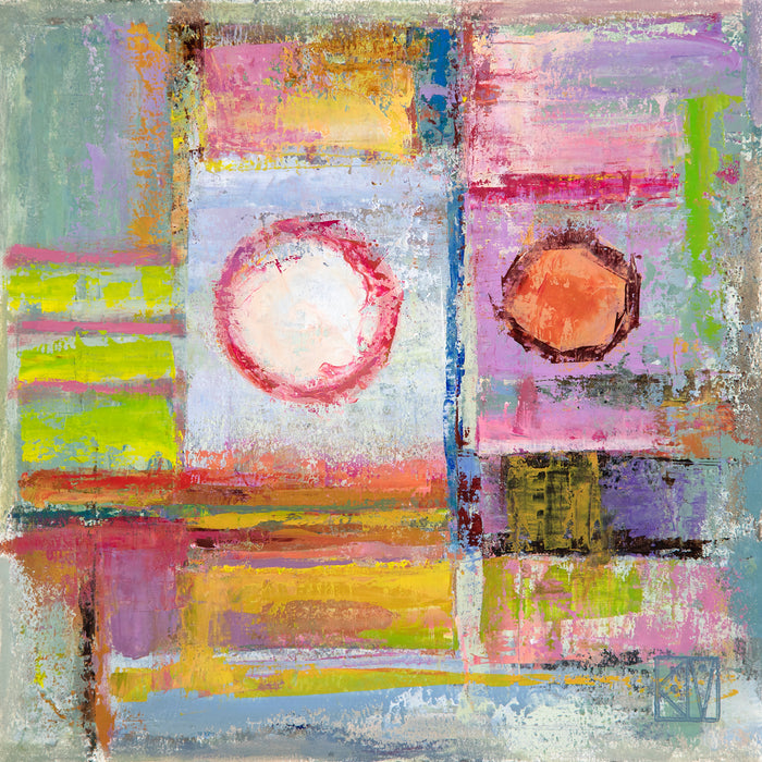 PETITE ORIGINAL: Oil<br>"My Friend Next Door #1534" by Krystii Melaine, 12" x 12"