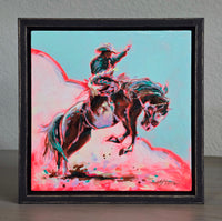 PETITE ORIGINAL: Acrylics<br>"Paintin'" Buckaroo by Afton Rossol, 7.25" x 7.25"
