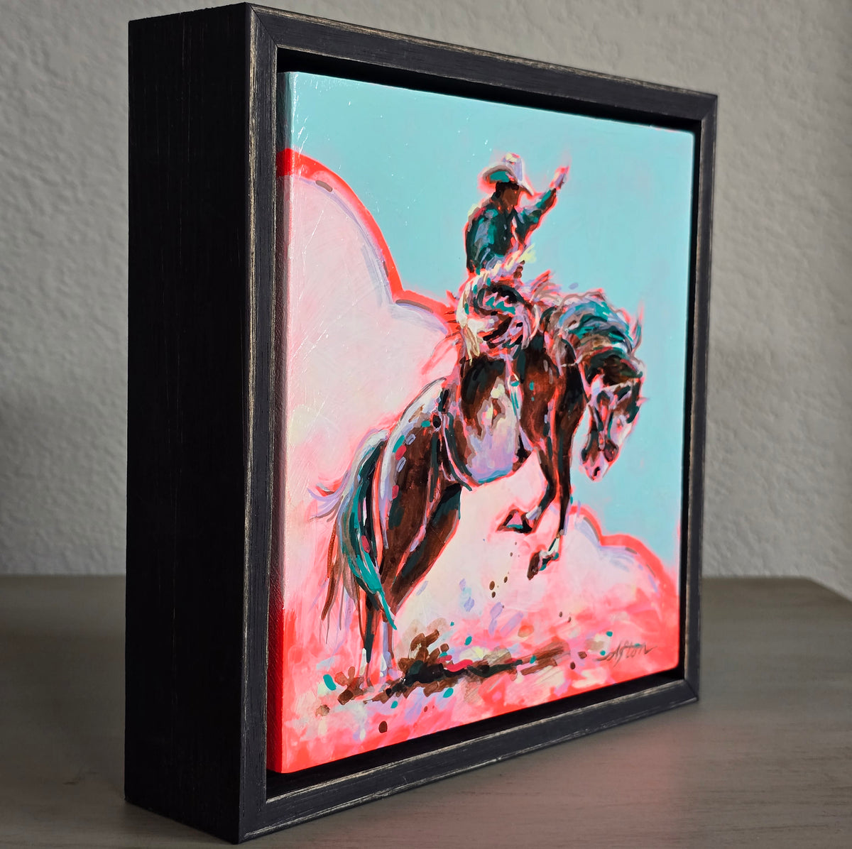 PETITE ORIGINAL: Acrylics<br>"Paintin'" Buckaroo by Afton Rossol, 7.25" x 7.25"