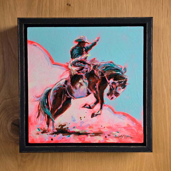 PETITE ORIGINAL: Acrylics<br>"Paintin'" Buckaroo by Afton Rossol, 7.25" x 7.25"