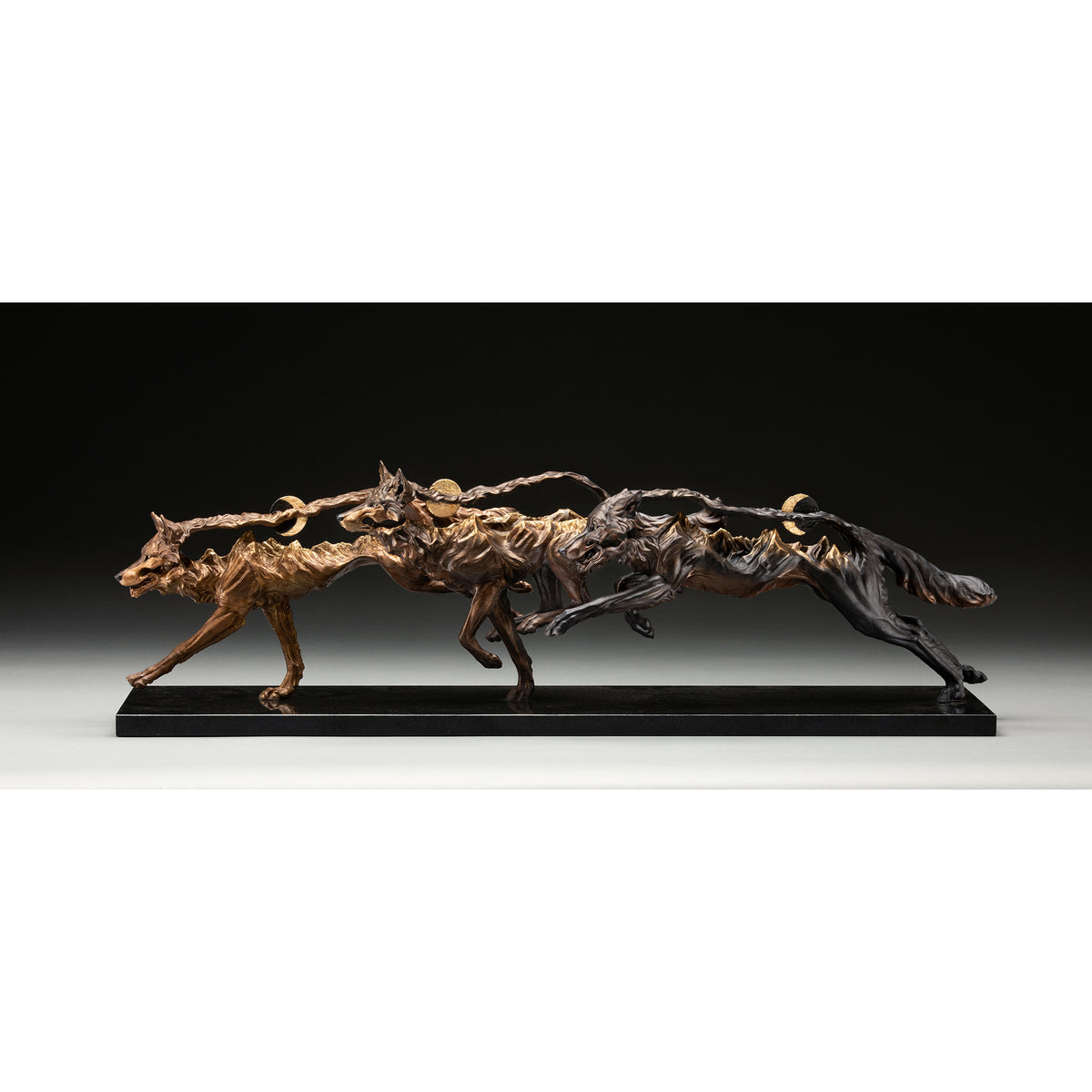 SCULPTURE: Bronze<br>"Ridgerunners" 30 by Amanda Markel, 9"x32"x7.5"