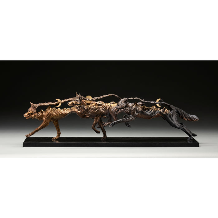 SCULPTURE: Bronze<br>"Ridgerunners" 30 by Amanda Markel, 9"x32"x7.5"