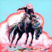PETITE ORIGINAL: Acrylics<br>"Sky Blue" Buckaroo by Afton Rossol, 7.25" x 7.25"