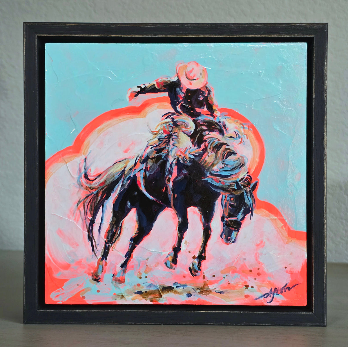 PETITE ORIGINAL: Acrylics<br>"Sky Blue" Buckaroo by Afton Rossol, 7.25" x 7.25"