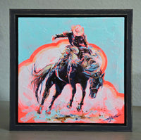 PETITE ORIGINAL: Acrylics<br>"Sky Blue" Buckaroo by Afton Rossol, 7.25" x 7.25"