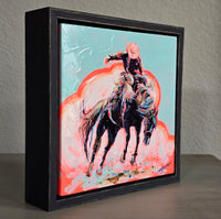 PETITE ORIGINAL: Acrylics<br>"Sky Blue" Buckaroo by Afton Rossol, 7.25" x 7.25"