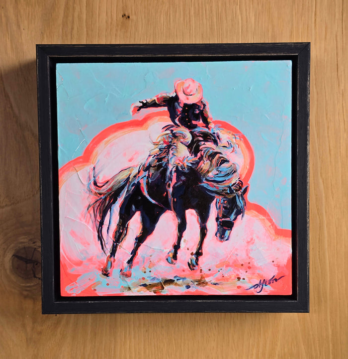 PETITE ORIGINAL: Acrylics<br>"Sky Blue" Buckaroo by Afton Rossol, 7.25" x 7.25"