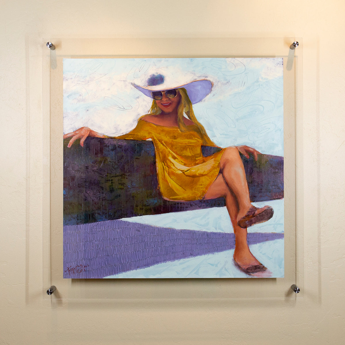 ORIGINAL: Oil on Mylar<br>"Sun Queen" 22" x 22"