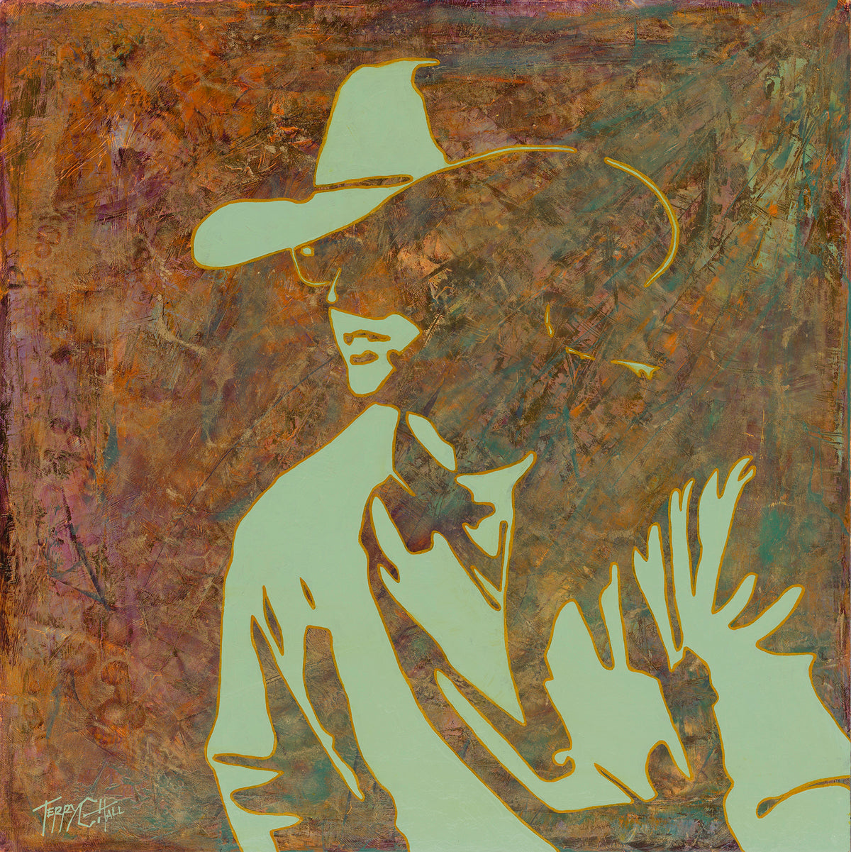 ORIGINAL: Oil & Metallics<br>"Trail Dust" by Terry Cooke Hall, 24" x 24"