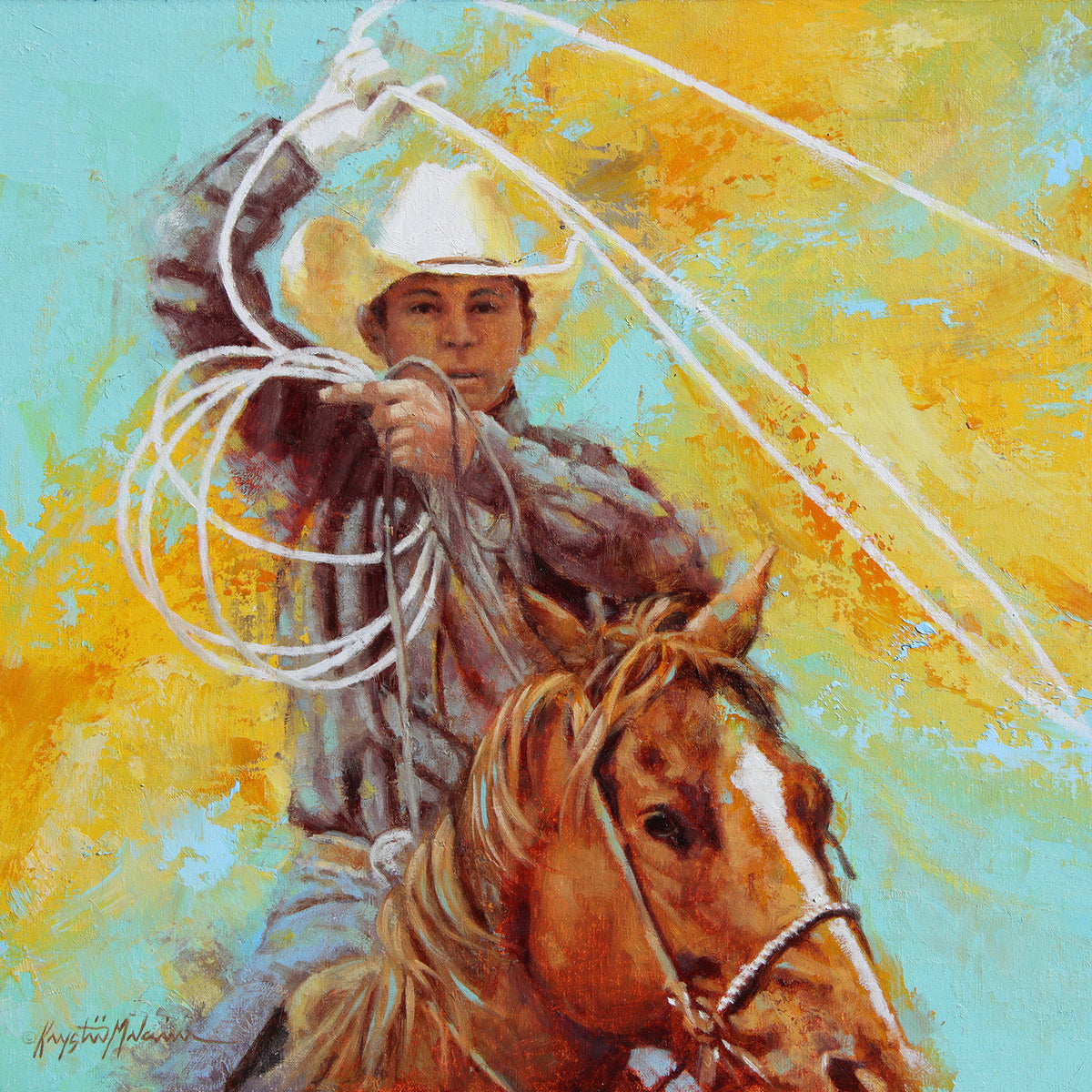 PETITE ORIGINAL: Oil<br>"Twirl" by Krystii Melaine, 12" x 12"