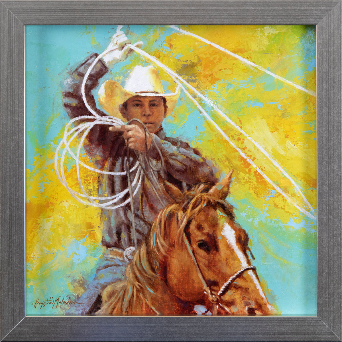 PETITE ORIGINAL: Oil<br>"Twirl" by Krystii Melaine, 12" x 12"