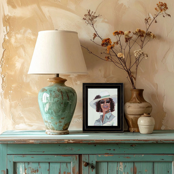 PETITE ORIGINAL: Oil<br>"Wide-Brimmed Smile", 10" x 8"