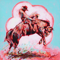 PETITE ORIGINAL: Acrylics<br>"Wild" Buckaroo by Afton Rossol, 7.25" x 7.25"