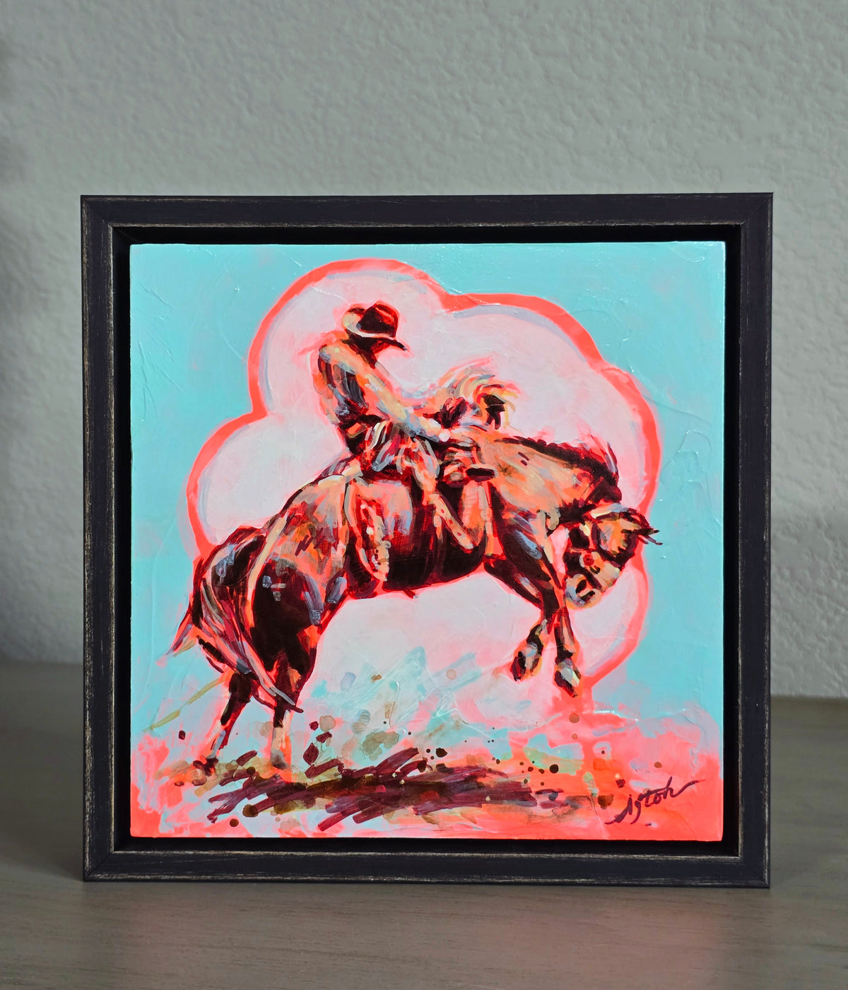 PETITE ORIGINAL: Acrylics<br>"Wild" Buckaroo by Afton Rossol, 7.25" x 7.25"