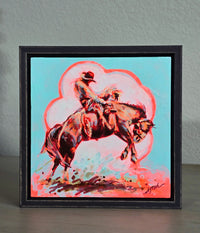 PETITE ORIGINAL: Acrylics<br>"Wild" Buckaroo by Afton Rossol, 7.25" x 7.25"