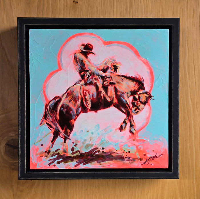 PETITE ORIGINAL: Acrylics<br>"Wild" Buckaroo by Afton Rossol, 7.25" x 7.25"