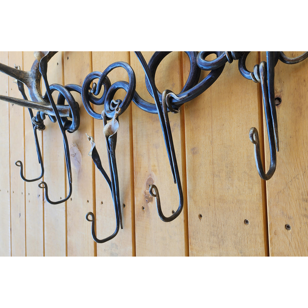 Sculpture: Hand-forged Blacksmith<br>Antler with Callas Coatrack by Ellen Durkan