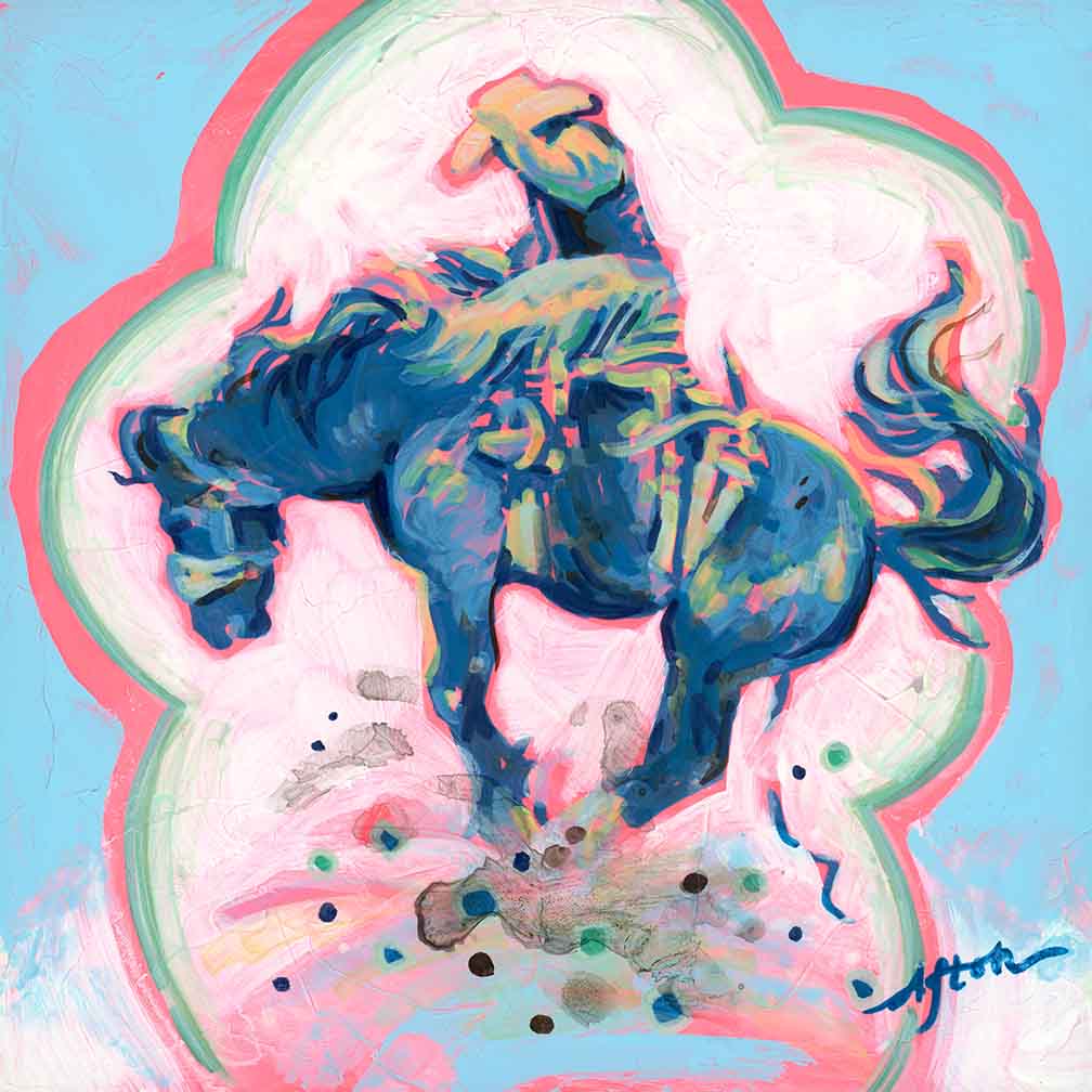 ORIGINAL: Acrylic<br>"Cool Buckaroo" by Afton, 7.25" x 7.25"