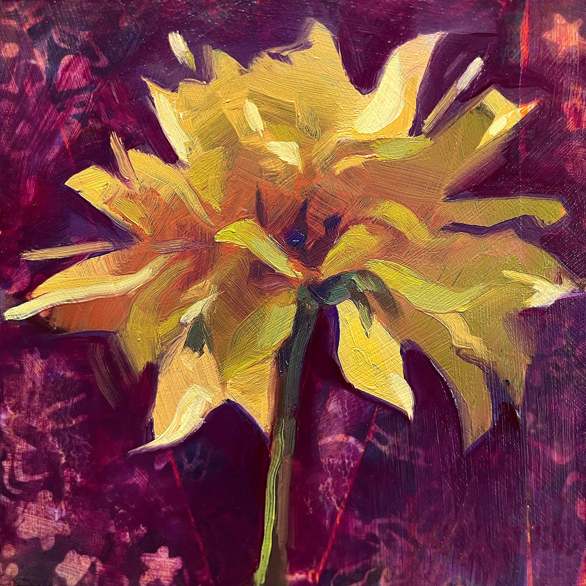 PETITE ORIGINAL: Oil & Collage<br>"Crescendo" by Whitney M Hall, 6" x 6"