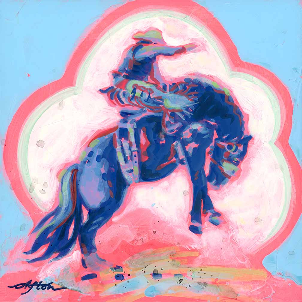 ORIGINAL: Acrylic<br>"Lapis Buckaroo" by Afton, 7.25" x 7.25"
