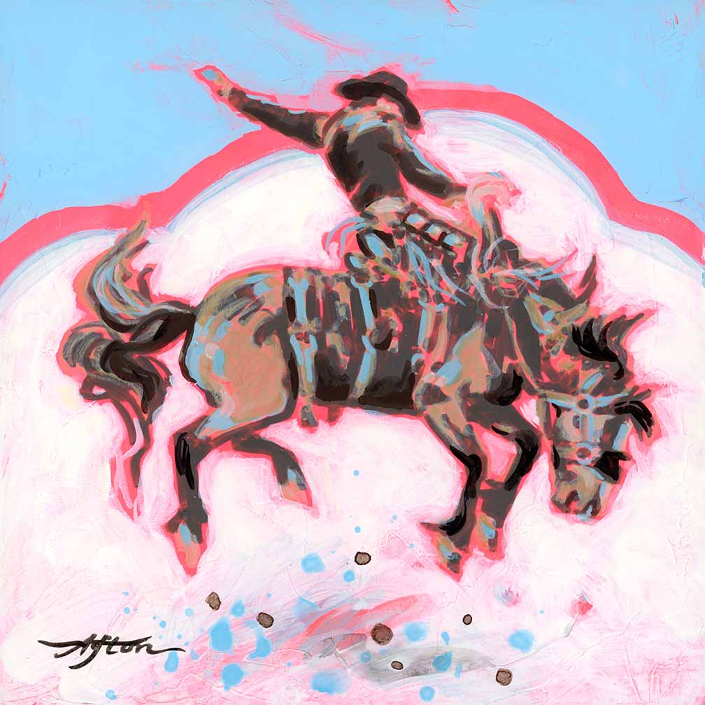 ORIGINAL: Acrylic<br>"Muddy Buckaroo" by Afton, 7.25" x 7.25"
