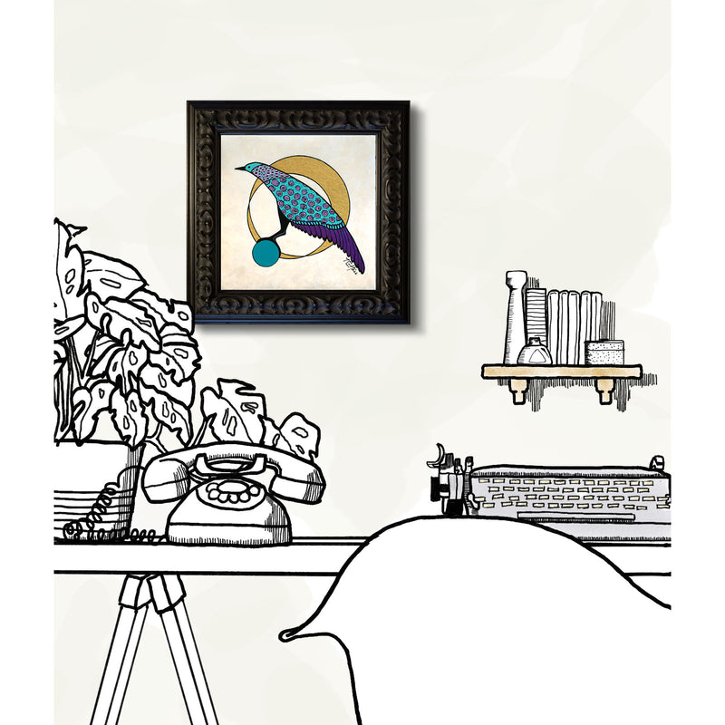 PETITE ORIGINAL: Framed Graphic Illustration<BR>"Oracle of Roses"
