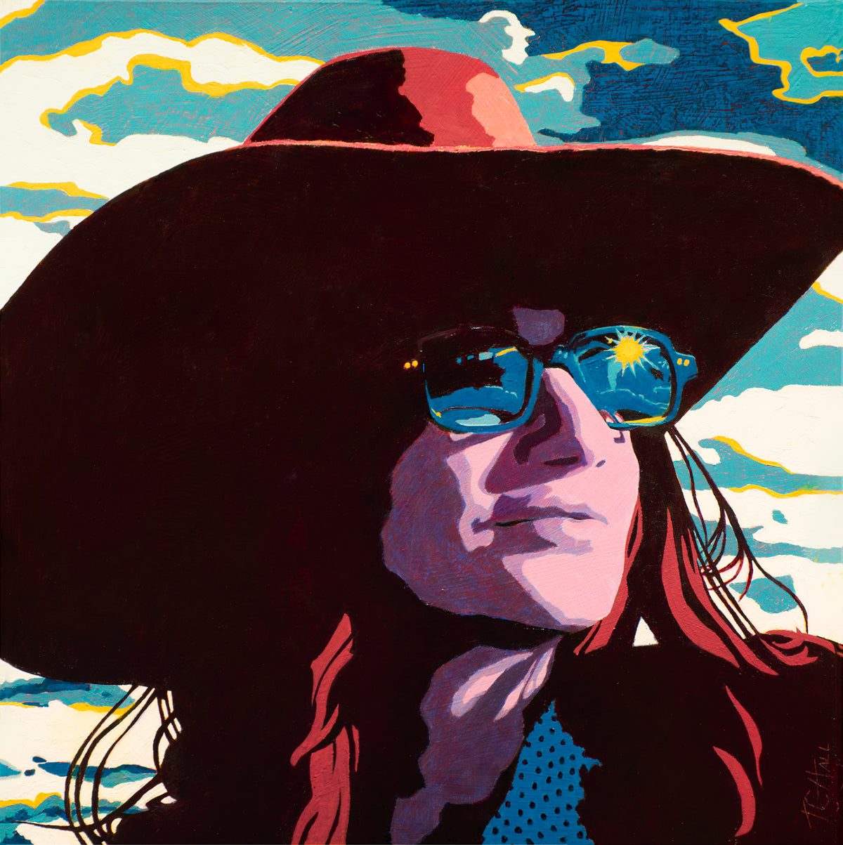 ORIGINAL: OIL & COLD WAX<br>"She's Like a Rainbow" by Terry Cooke Hall, 16" x 16"