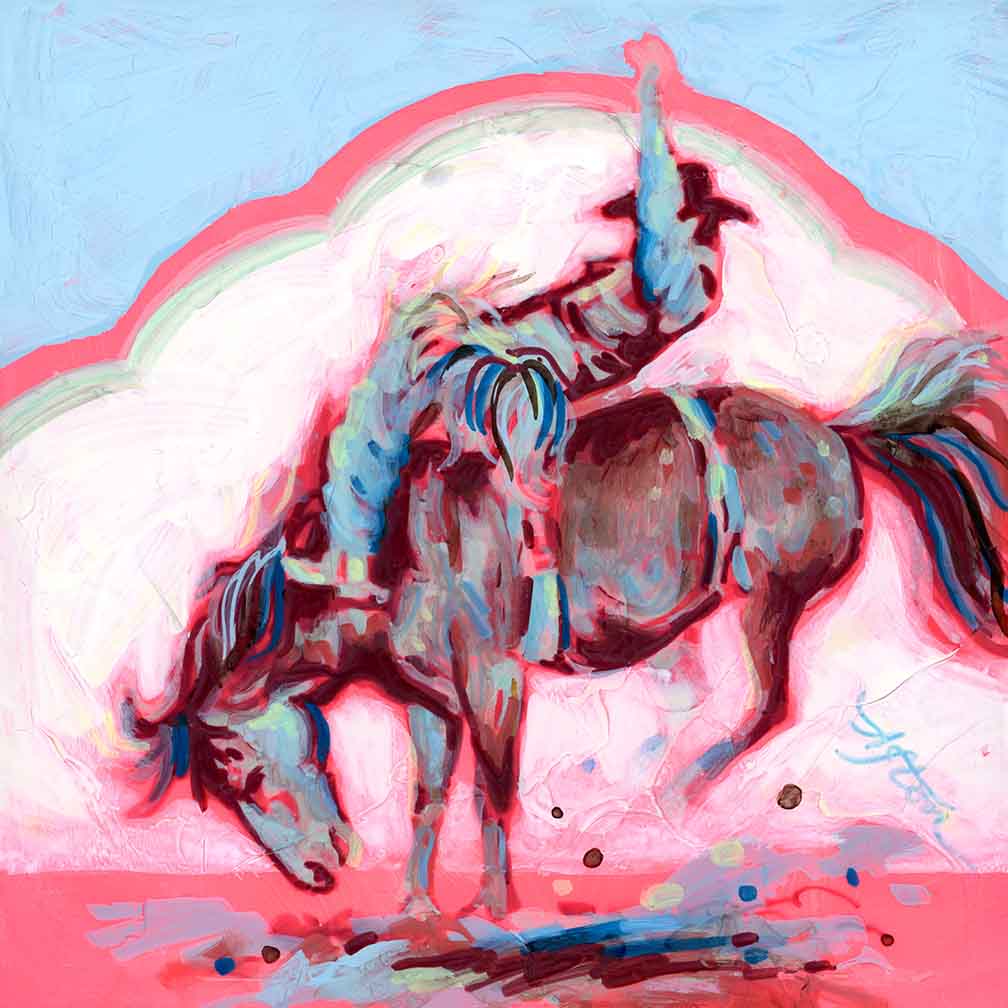 ORIGINAL: Acrylic<br>"Slammin' Buckaroo" by Afton, 7.25" x 7.25"