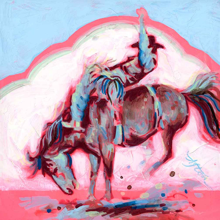 PETITE ORIGINAL: Acrylic<br>"Slammin' Buckaroo" by Afton, 7.25" x 7.25"
