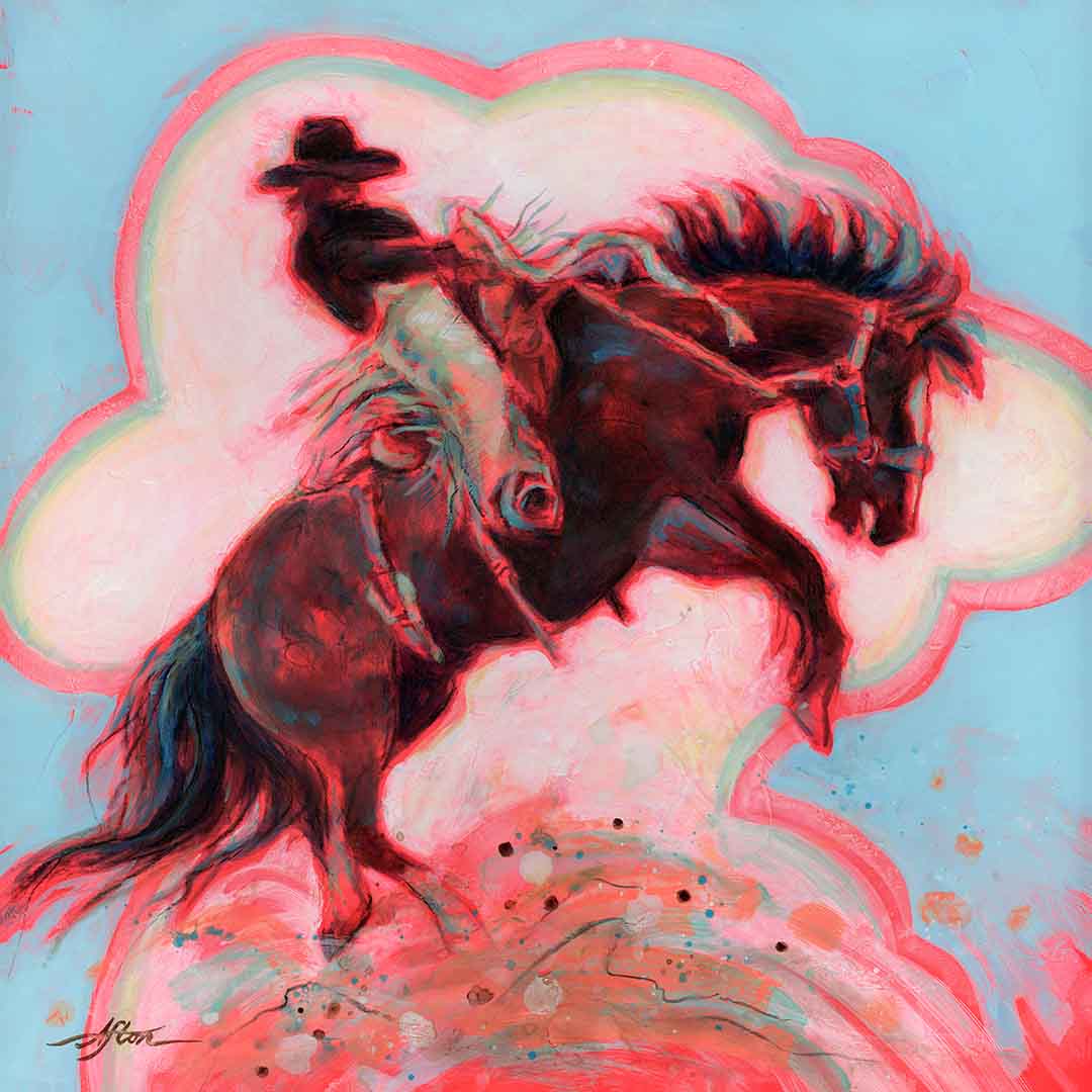 ORIGINAL: Mixed Media<br>"Sublime Buckaroo" by Afton, 20" x 20"