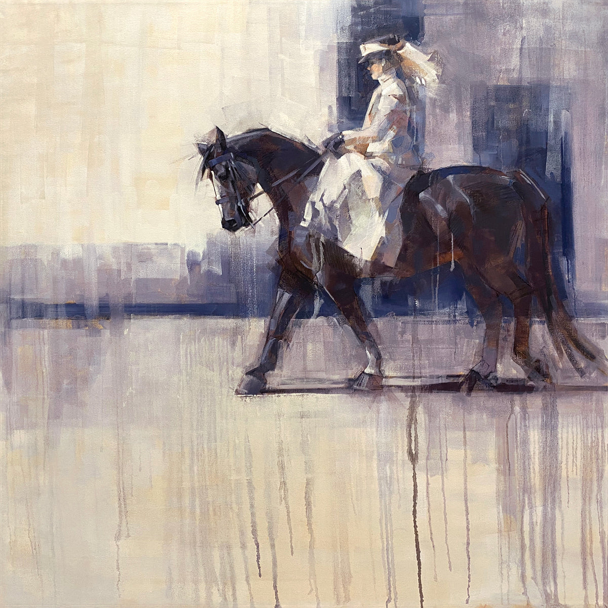 ORIGINAL: Oil<br>"Promenade" by Whitney M Hall, 40" x 40"
